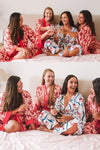 Red Floral Bridesmaid Robes