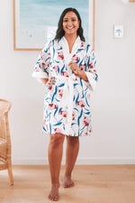 Eirene Short Robe - Pink Magnolia - Lounging and sleepwear luxury robes