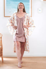 Juno Midi Robe - Pastel Paisely - Lounging and sleepwear luxury robes