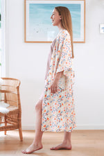 Juno Midi Robe - Pastel Paisely - Lounging and sleepwear luxury robes