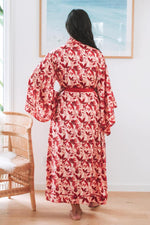 Maia Maxi Robe - Red Tropical - Lounging and sleepwear luxury robes