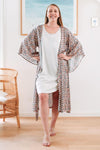 Nia Midi Robe - Pastel Leopard - Lounging and sleepwear luxury robes