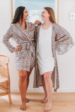 Nia Midi Robe - Pastel Leopard - Lounging and sleepwear luxury robes