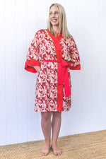 Rhea Short Robe - Red Tropical Floral Print