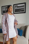 Robe styling video for bia short robe in pastel animal leopard print